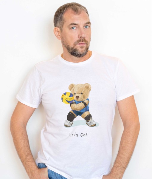 Мъжка тениска с щампа Мечета Volleyball bear